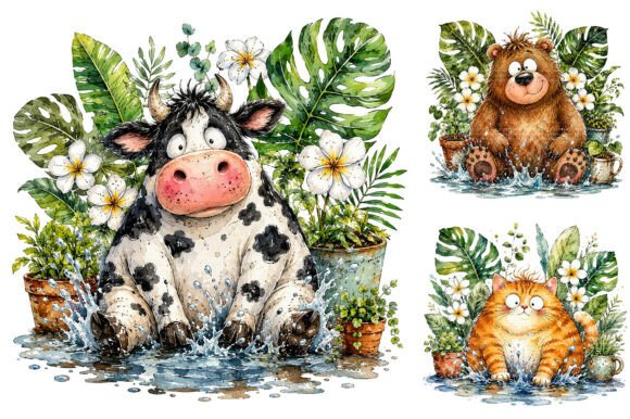 Download Funny Splashing Animal Clipart Bundle - Bundle Collection