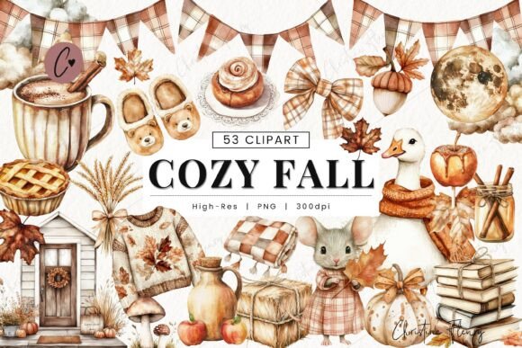Download Watercolor Cozy Fall Clipart Bundle - Bundle Collection