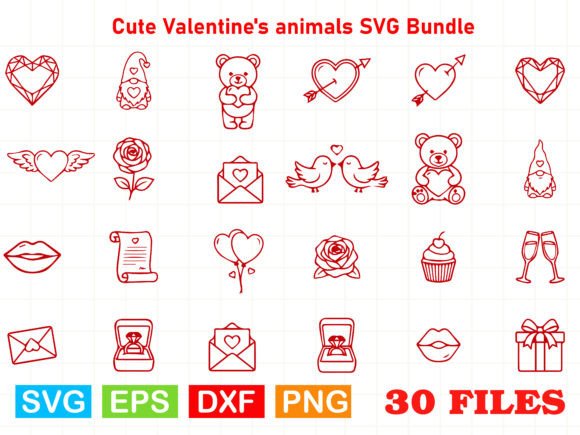 Download Cute Valentine's Animals SVG Bundle - Bundle Collection