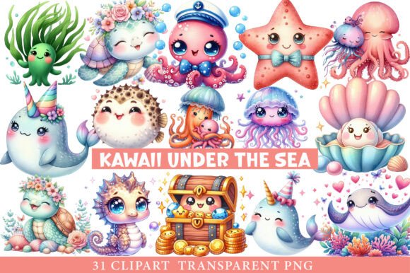 Download Kawaii Under the Sea Clipart Bundle - Bundle Collection